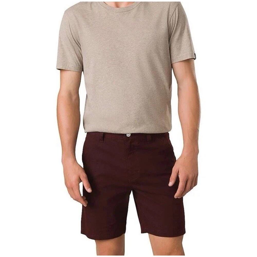 Prana Furrow Shorts Cacao Dark Red Hiking Golf 8 Inch Inseam Hemp Men Size 40